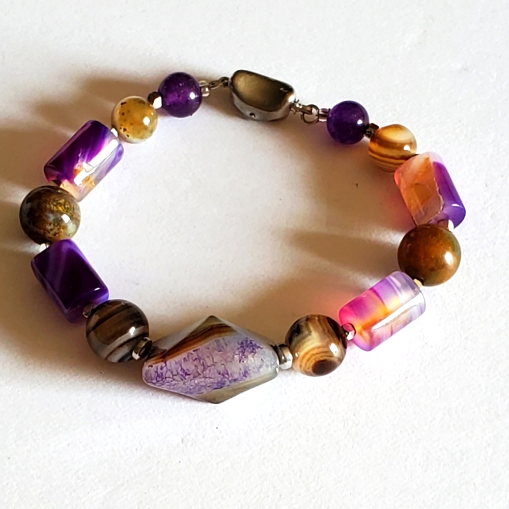 Purple Agate & Amethyst Bracelet